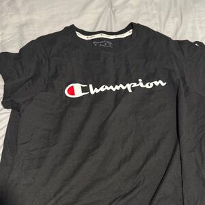 Champion Black Tee with Iconic Logo